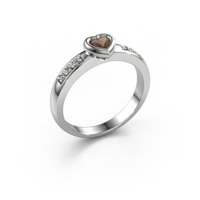 Engagement ring Lieke Heart 585 white gold smokey quartz 4 mm