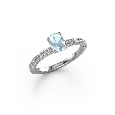 Engagement ring Elenore ovl 585 white gold aquamarine 6.5x4.5 mm