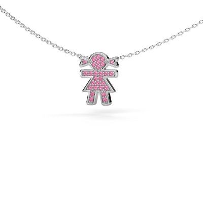Necklace Girl 585 white gold pink sapphire 1 mm