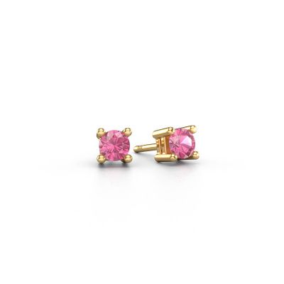 Clous d'oreilles Eline 585 or jaune saphir rose 5 mm