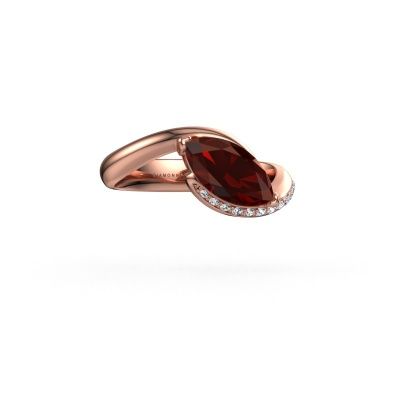 Engagement ring Aida MRQ side 585 rose gold garnet 11x5.5 mm