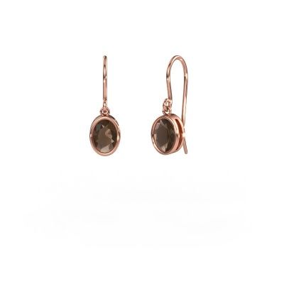 Earrings Lavon OVL 585 rose gold smokey quartz 7x5 mm