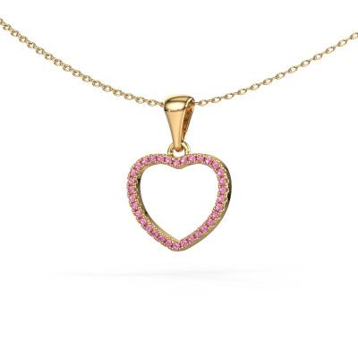 Pendant Heart 6 585 gold pink sapphire 1 mm