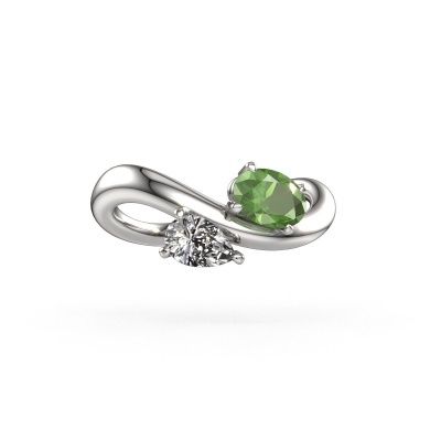 Engagement ring Chloe OVL-PER 950 platinum tourmaline green 6.5x4.5 mm