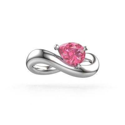 Engagement ring Chloe PER 585 white gold pink sapphire 8x6 mm