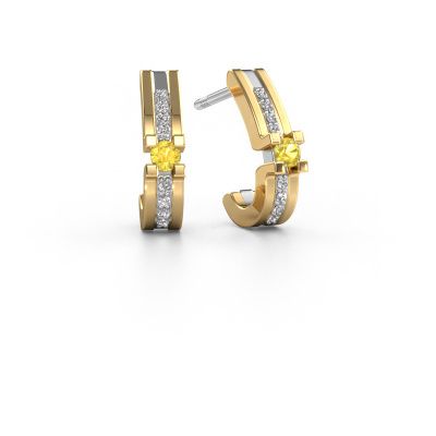 Boucles d'oreilles Myrthe 585 or blanc saphir jaune 2.5 mm