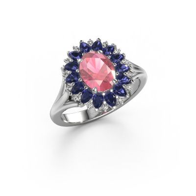 Engagement ring Lidia 950 platinum tourmaline pink 8x6 mm