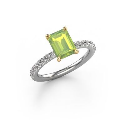 Engagement ring Crystal EME 2 585 white gold peridot 8x6 mm