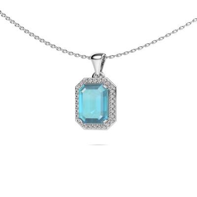 Hanger Dodie 585 witgoud blauw topaas 8x6 mm