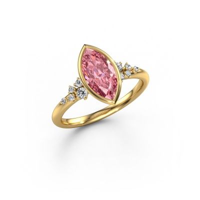 Engagement ring Aliyah MRQ 585 gold pink lab grown diamond 11x5.5 mm