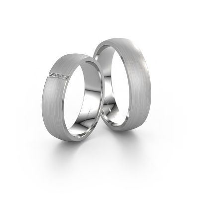 Wedding rings set WH0154LM25XM ±0.20x0.06 in 14 Carat white gold diamond 0.007 crt