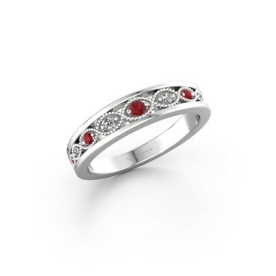Stackable ring Laine 585 white gold ruby 2 mm