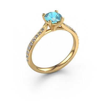 Verlobungsring Mignon rnd 2 585 Gold Blau Topas 6 mm