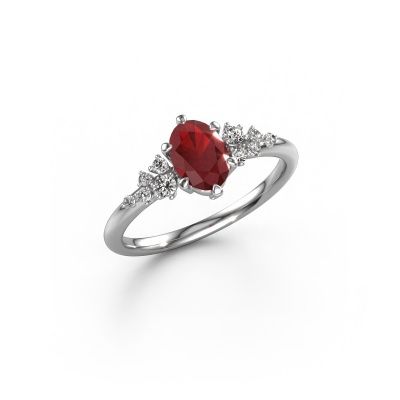 Ring Royce OVL 950 platinum ruby 7x5 mm