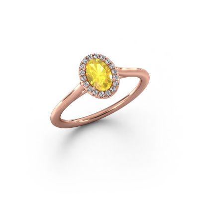 Engagement ring Seline ovl 1 585 rose gold yellow sapphire 6x4 mm