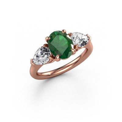 Engagement ring Carma OVL 585 rose gold emerald 9x7 mm