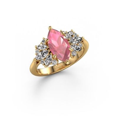 Engagement ring Jaimie 585 gold tourmaline pink 12x6 mm