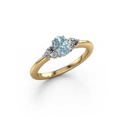 Engagement ring Chanou OVL 585 gold blue lab grown diamond 7x5 mm