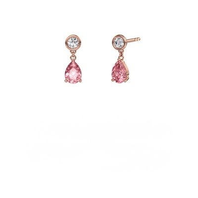 Pendants d'oreilles Lacey PER 585 or rose diamant synthétique roze 7x5 mm