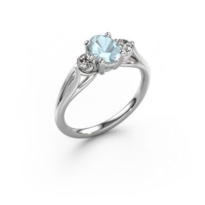 Engagement ring Amie OVL 950 platinum aquamarine 7x5 mm