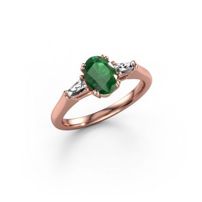 Engagement ring Indy OVL 585 rose gold emerald 8x6 mm