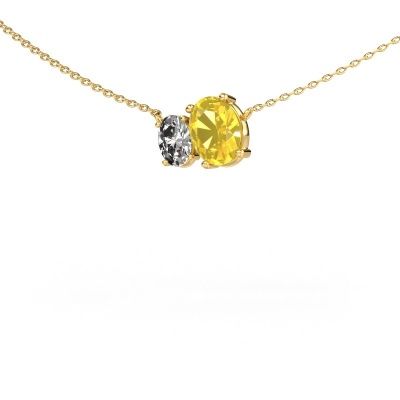 Anhänger Toi et Moi OVL OVL 585 Gold Gelb Saphir 8x6 mm