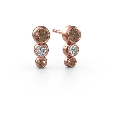 Stud earrings Linda 585 rose gold brown diamond 0.85 crt