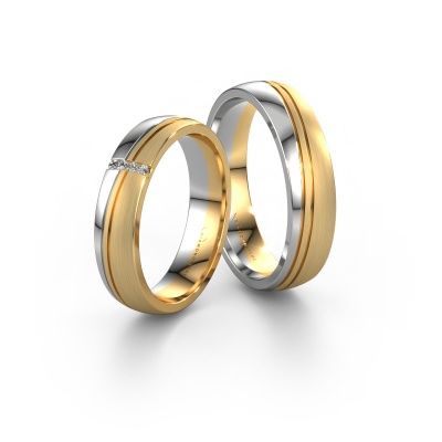 Bagues d'amitié set WH0909LM25XPM ±5x1.5 mm 14 Carat or jaune diamant 0.008 crt