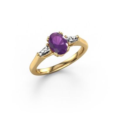 Engagement ring Indy OVL 585 gold amethyst 8x6 mm