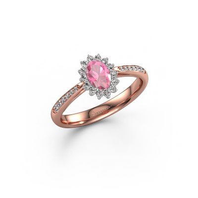 Engagement ring Tilly ovl 2 585 rose gold pink sapphire 7x5 mm