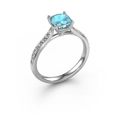 Bague de fiançailles Mignon cus 2 950 platine topaze bleue 6 mm