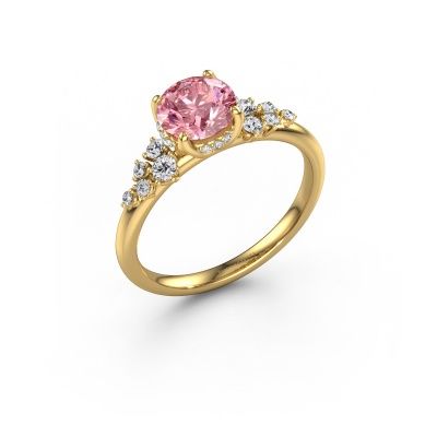 Engagement ring Emma RND 585 gold pink lab grown diamond 6.5 mm