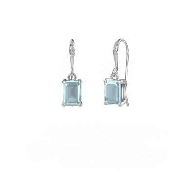 Pendants d'oreilles Laurie EME 2 950 platine aigue-marine 7x5 mm
