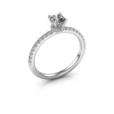 Bague de fiançailles Crystal rnd 4 585 or blanc diamant 0.64 crt