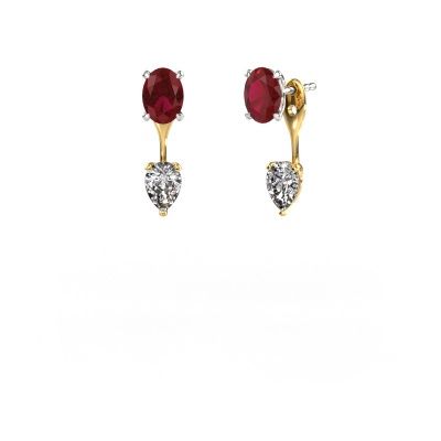 Drop earrings Kate OVL-PER 585 white gold ruby 7x5 mm