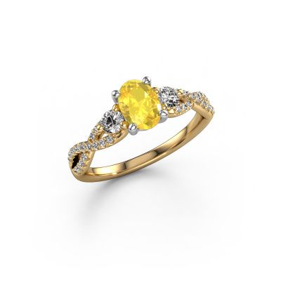 Engagement ring Marilou OVL 585 gold yellow sapphire 7,5x5,5 mm