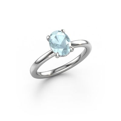 Engagement ring Simone OVL 2 585 white gold aquamarine 8x6 mm
