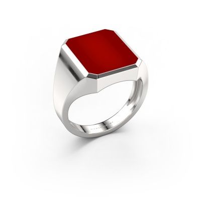 Signet ring Lars 4 light 585 white gold carnelian 15x12 mm