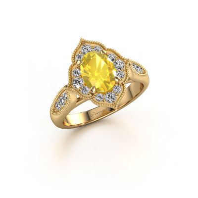 Verlobungsring Rosan 585 Gold Gelb Saphir 8x6 mm