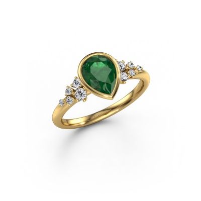 Engagement ring Aliyah PER 585 gold emerald 8x6 mm
