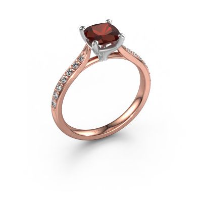 Bague de fiançailles Mignon cus 2 585 or rose grenat 6 mm