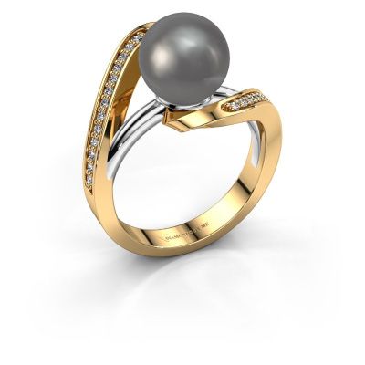Ring Amber 585 Gold Grau Perl 9 mm