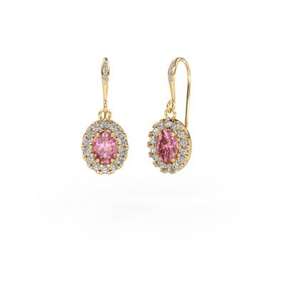 Drop earrings Jorinda 2 585 gold pink lab grown diamond 7x5 mm