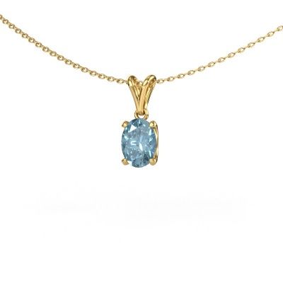 Pendant Sam OVL 585 gold blue lab grown diamond 8x6 mm