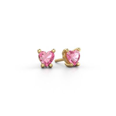 Boucles d'oreilles Sam Heart 585 or jaune saphir rose 5 mm