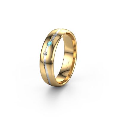 Bague d'amitié WH0907L35X 585 or jaune topaze bleue ±5x1.4 mm