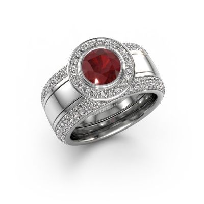 Bague Roxie 950 platine rubis 6.5 mm