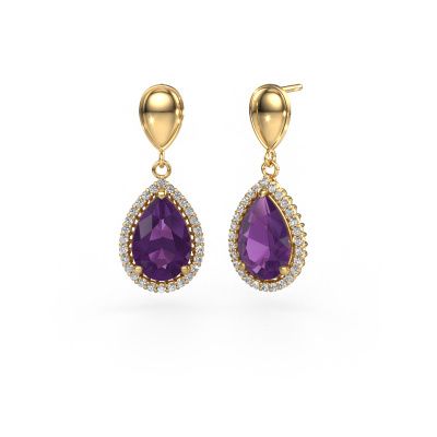 Drop earrings Tilly per 1 585 gold amethyst 12x8 mm