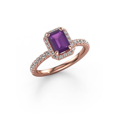 Engagement ring Miranda eme 585 rose gold amethyst 7x5 mm