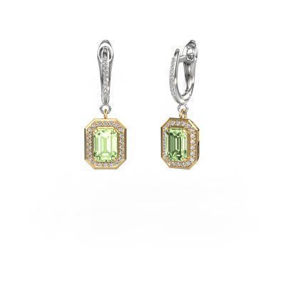 Drop earrings Dodie 2 585 gold green lab grown diamond 6.5x4.5 mm